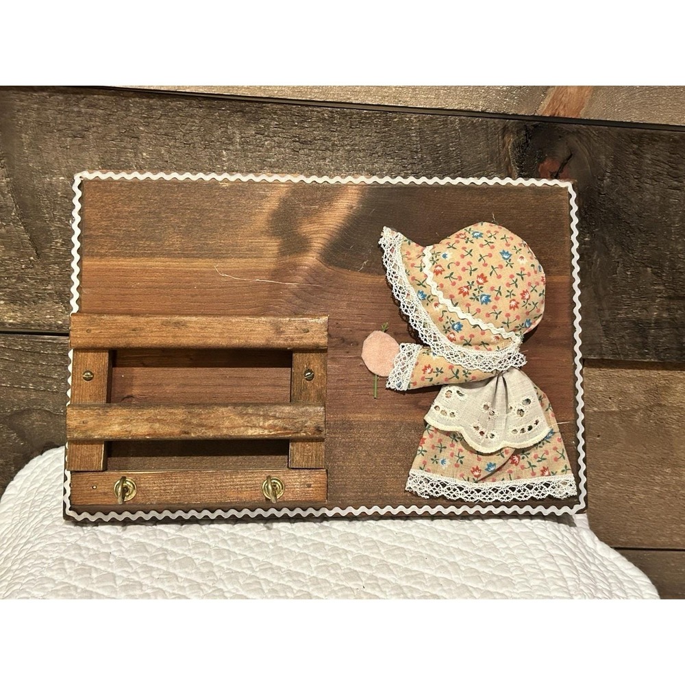 Vintage Holly Hobbie Key Holder Letter Holder Wooden Wall Hanging